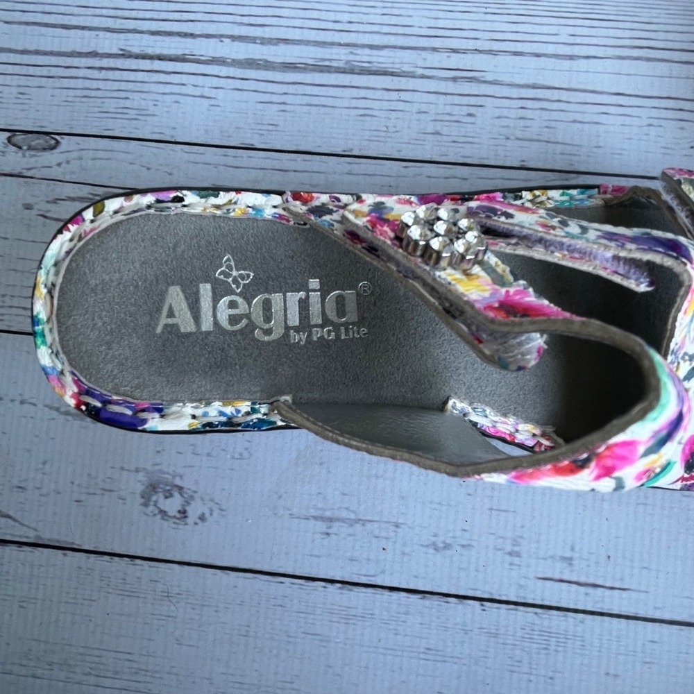 Alegria Womens Floral Comfort Leather Wedge Sandals EU 35/US 5-5.5 Cottagecore - Picture 3 of 12